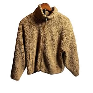 Athleta In The Cloud Fleece Teddy Bear Jacket Brown Size Large